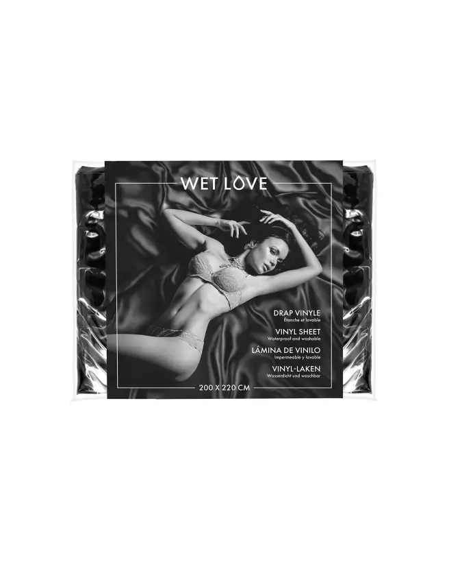 Drap vinyle noir grand format pour massage, Fetish Tentation-2