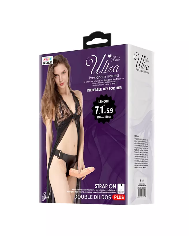 Image du STRAP ON DOUBLE DILDOS PLUS de BAILE, gode ceinture double pour plaisir partagé-2