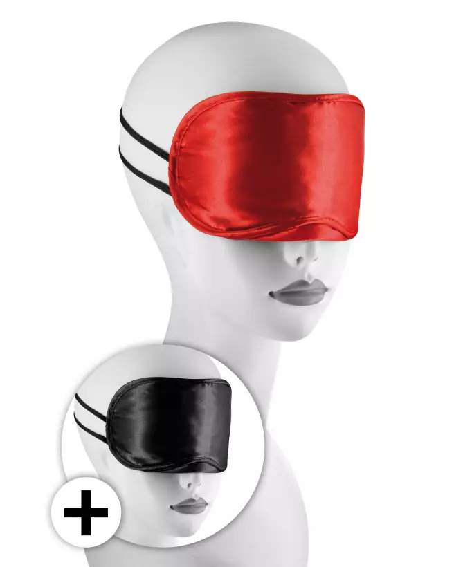 Masques rouges et noirs en satin Sweet Caress pour jeux sensuels-1