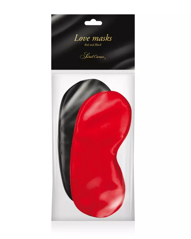Masques rouges et noirs en satin Sweet Caress pour jeux sensuels-2