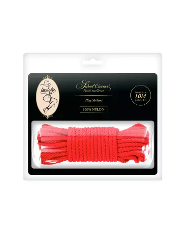 Image de la corde SM bondage rigide rouge 10m de Sweet Caress pour jeux de soumission-2