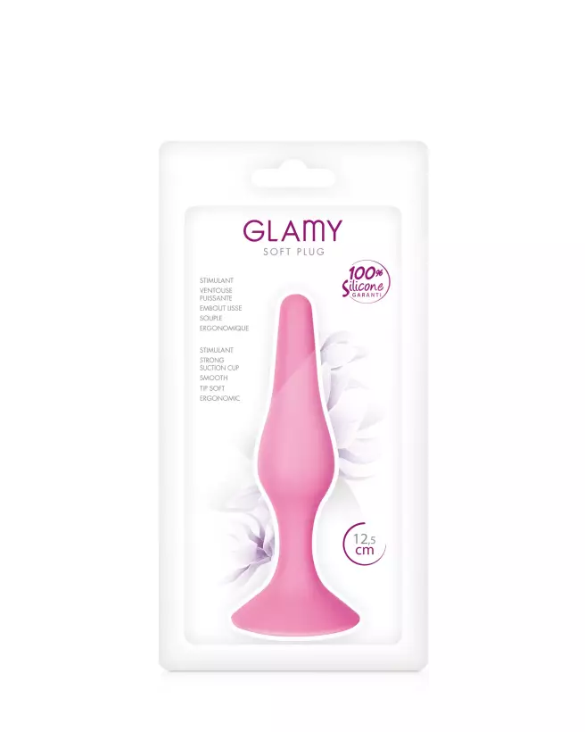 Image Plug Anal Glamy Fin Pink M - Silicone de qualité, sécuritaire et discret pour débutants-2