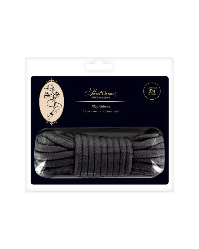 Corde SM Bondage Noir 5m Coton Sweet Caress-2
