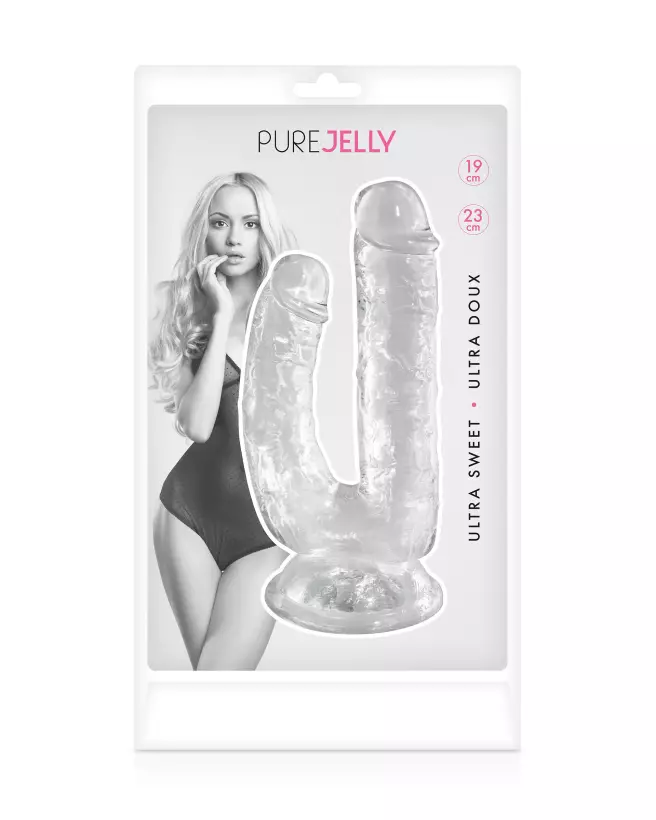 Gode Double Transparent Jelly de Pure Jelly pour plaisir à deux-2