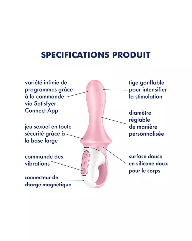 Satisfyer Air P Booty 5 Rose sextoy connecté via application pour stimulation avancée-5