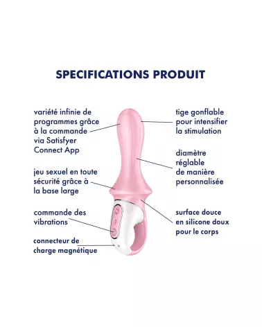 Satisfyer Air P Booty 5 Rose sextoy connecté via application pour stimulation avancée-5