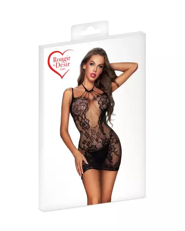 Robe résille noire D01 taille unique élégante et sexy de Rougir de Désir-3