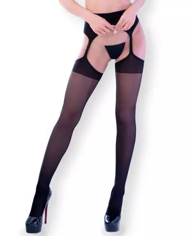 Collant ouvert noir Chilirose 30DEN taille S/M pour bas jarretelles-1