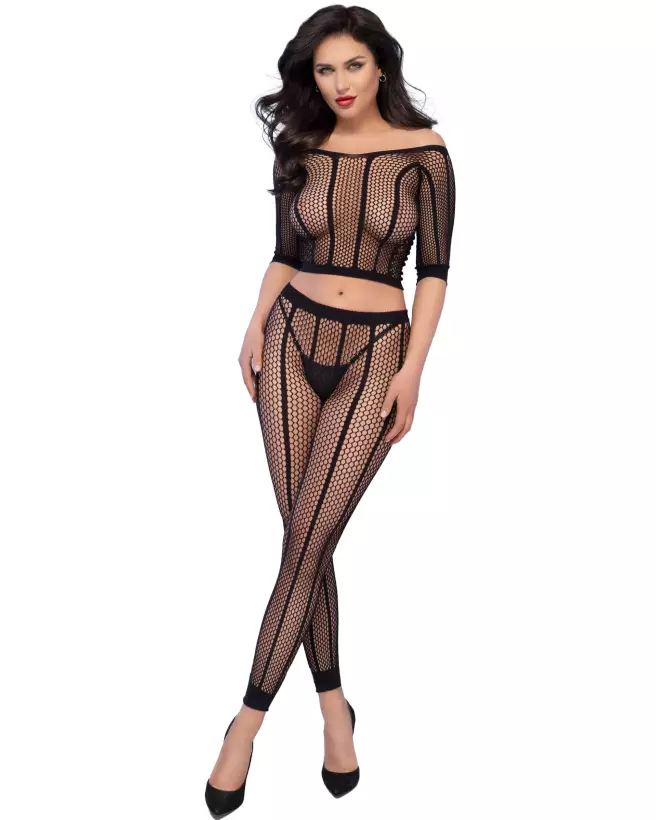 Ensemble top et legging noir Chilirose taille S/M, lingerie élégante et confortable-1