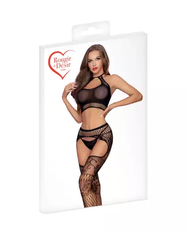 Ensemble top et collant résille noir Rougir de Désir taille unique-2