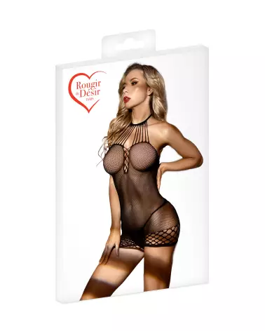 Robe résille noire sexy D04 de Rougir de Desir en taille unique-2