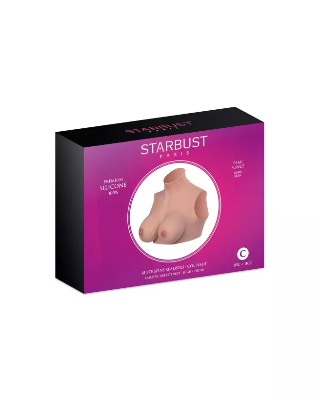 Buste faux seins STARBUST taille M avec col coloré pour réalisme et confort-2