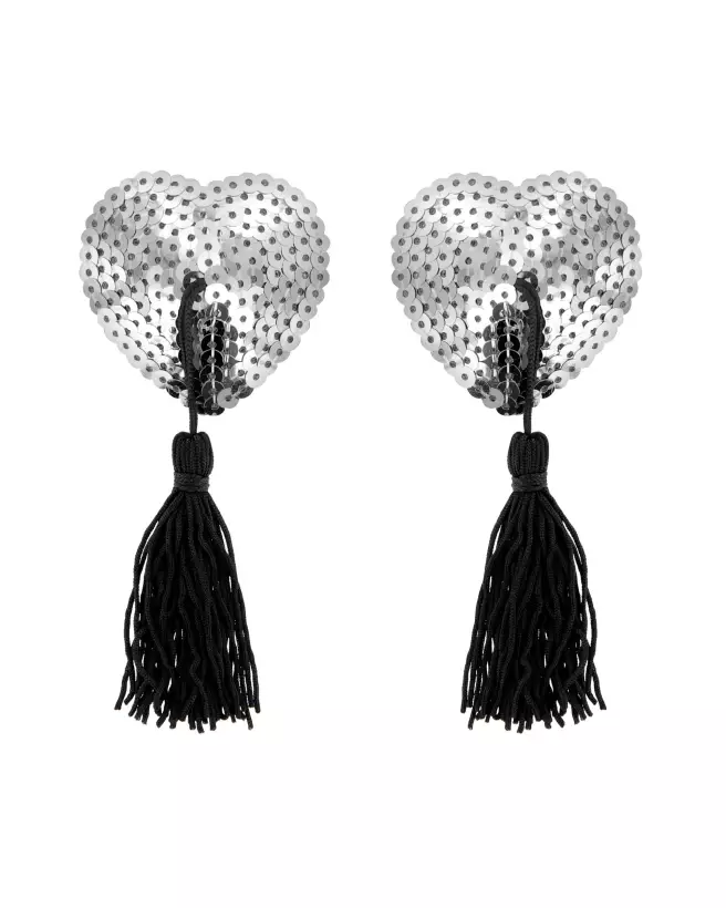 Cache-tétons coeur argent Paris Hollywood pour lingerie élégante-1