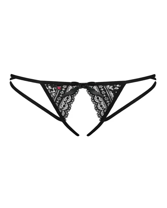 Picantina String Ouvert Noir par Obsessive - Lingerie Érotique Femme-5