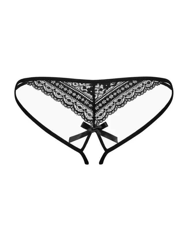 Picantina String Ouvert Noir par Obsessive - Lingerie Érotique Femme-6