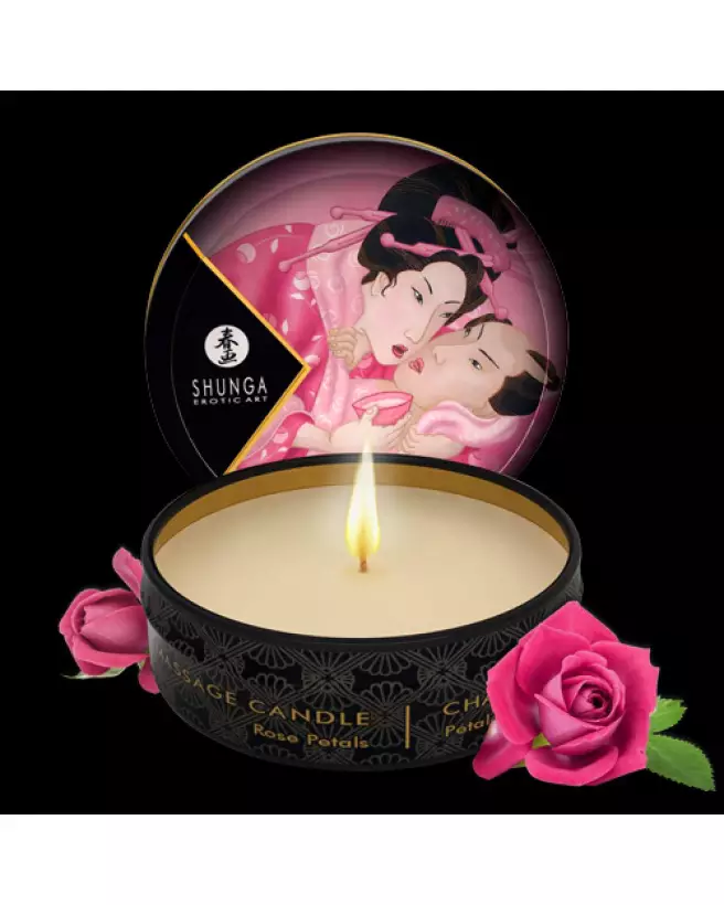Mini Bougie de Massage Aphrodisia Rose SHUNGA pour moments sensuels-1