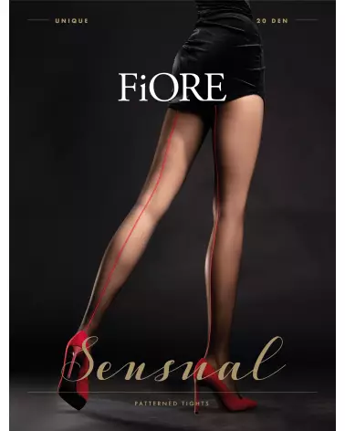 Collants Fiore 20 DEN noir et rouge élégance et style-2