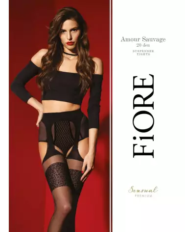 Bas Jarretelles Fiore 20 DEN Noir Qualité Premium-1