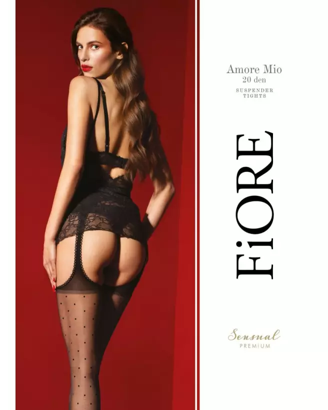 Bas jarretelles Fiore 20 DEN noir, qualité premium, confort et élégance-1