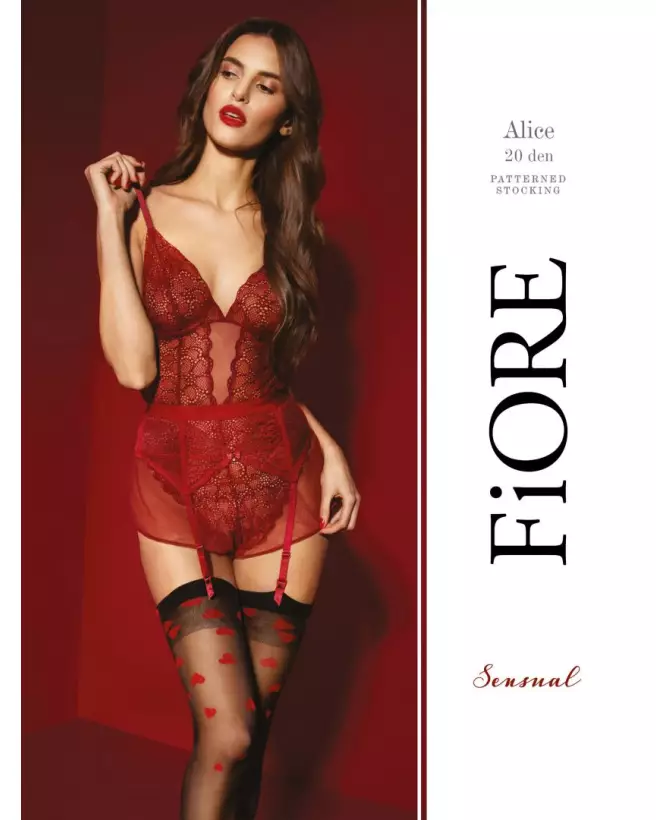 Image bas Alice 20 DEN noir et rouge de Fiore, élégance et style-1