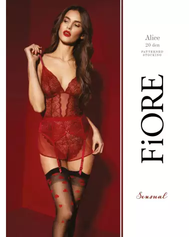 Image bas Alice 20 DEN noir et rouge de Fiore, élégance et style-1