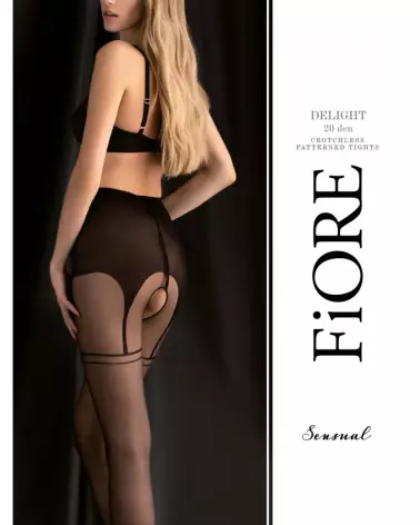 Collants Ouverts Delight 20 DEN Noir par Fiore - Élégance et Confort-2