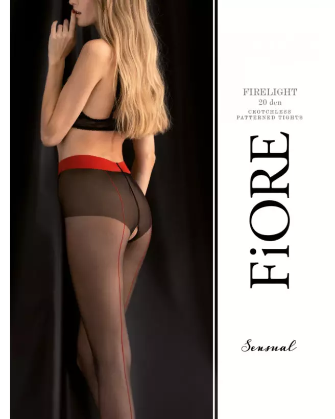 Collants Firelight 20 DEN noir et rouge de Fiore, style élégant et confortable-2