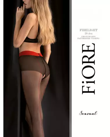 Collants Firelight 20 DEN noir et rouge de Fiore, style élégant et confortable-2