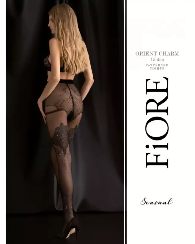 Collants Fiore Orient Charm 15 DEN en noir pour élégance et confort quotidien-2