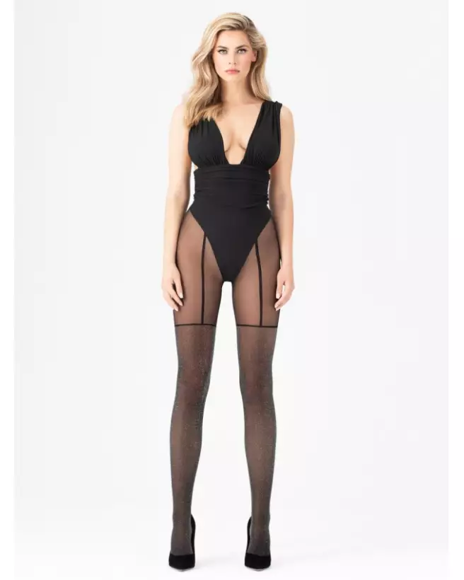 Image des collants Fiore Stardust 40 den noir à paillettes, élégance et confort-1