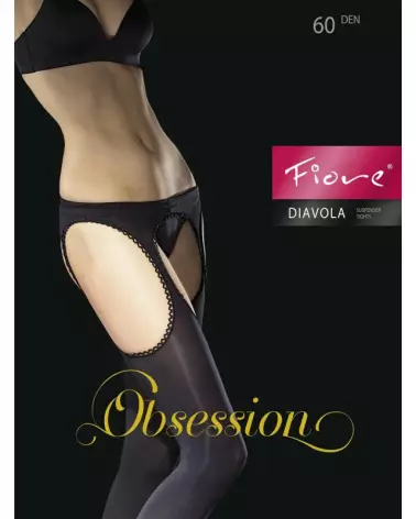 Bas jarretelles Diavola 60 DEN noir de Fiore, élégance et confort-1