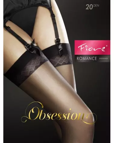 Bas Romance 20 DEN noir élégants Fiore pour femme-1
