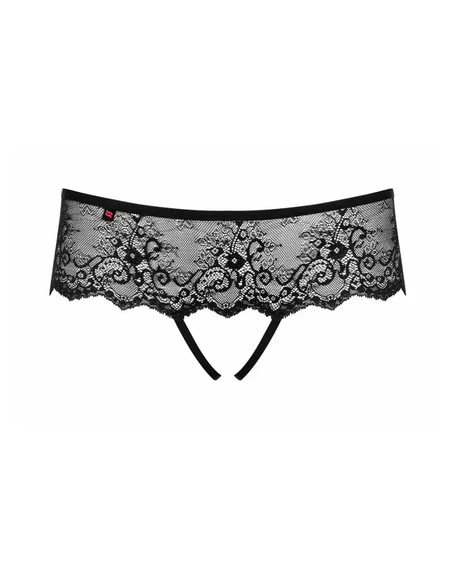 Tanga ouvert noir Merossa par Obsessive, lingerie séduisante et confortable-9