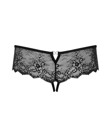 Tanga ouvert noir Merossa par Obsessive, lingerie séduisante et confortable-10