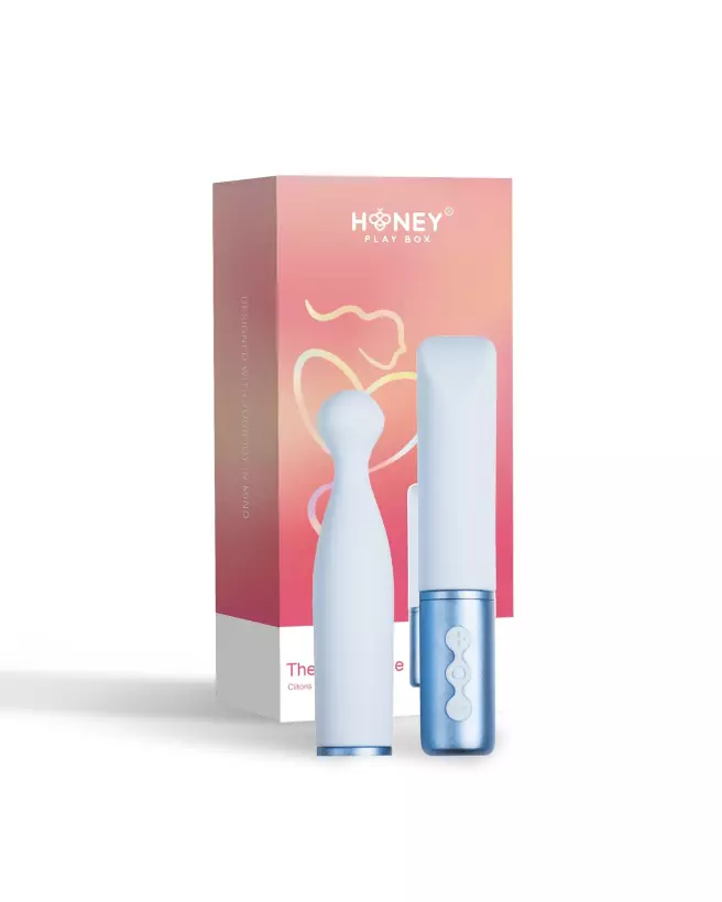 Image du Vibromasseur Aquamarine Naughty Collection de Honey Play Box avec tête interchangeable bleu pour stimulation cli-1