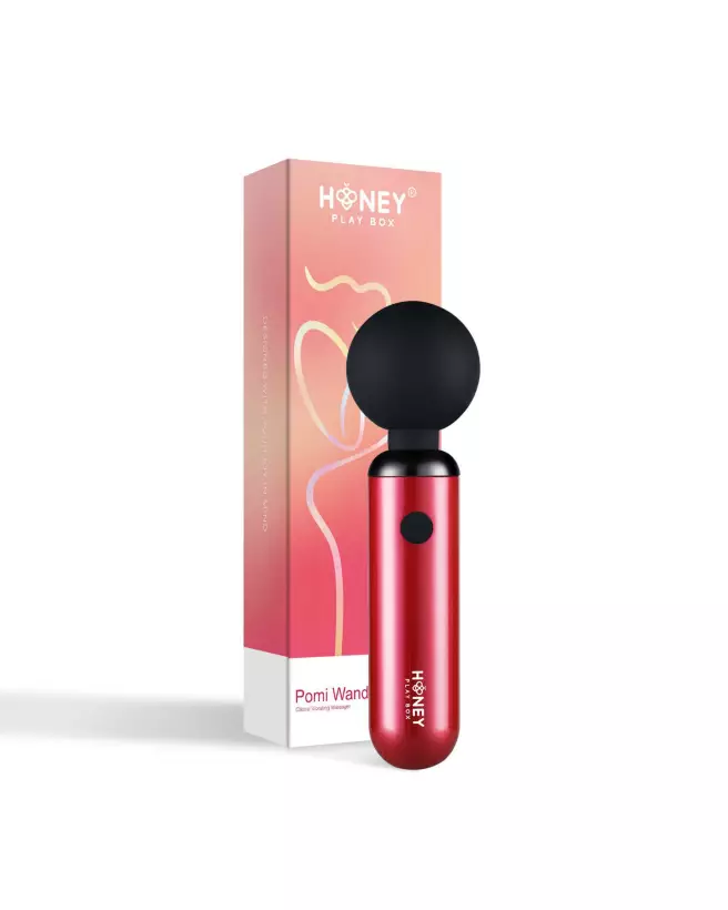 Image du Pomi Wand, mini vibromasseur puissant Honey Play Box en rose et noir-1