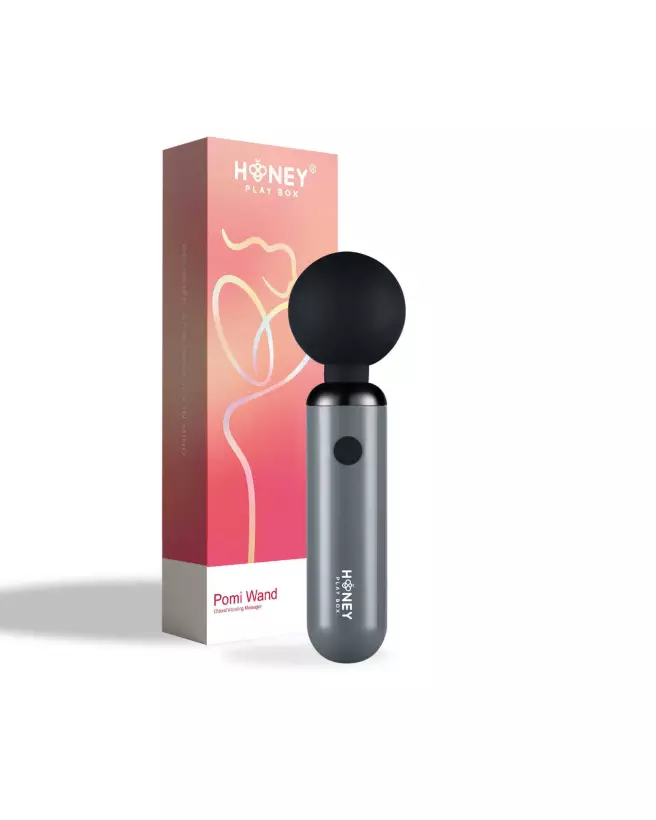 Image du mini vibromasseur Pomi Wand gris de Honey Play Box, puissant et compact-1