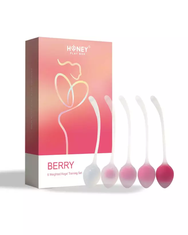 Set de 5 Boules de Geisha Berry Rose de Honey Play Box pour exercices de Kegel-1