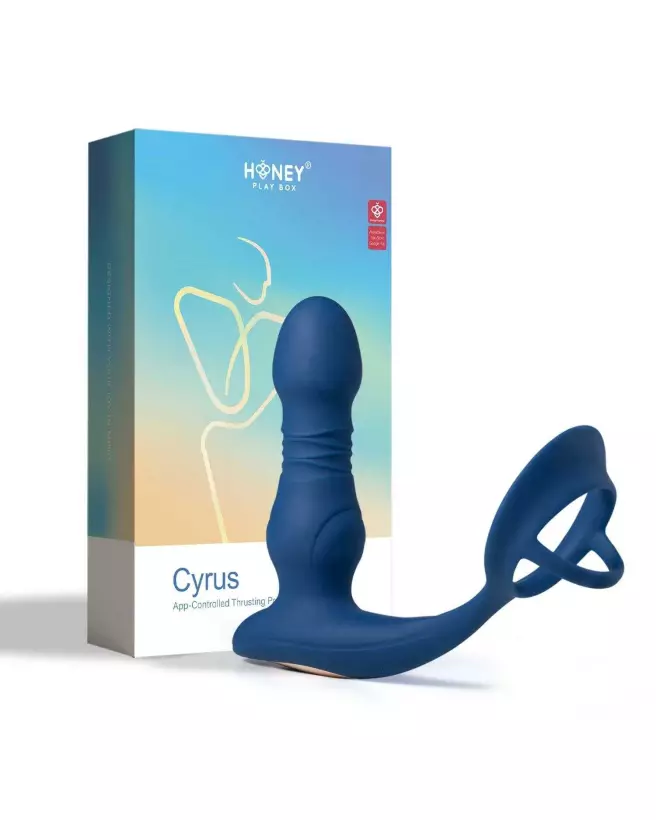 Image du stimulateur de prostate Cyrus bleu avec application de Honey Play Box, technologie va-et-vient avancée-1
