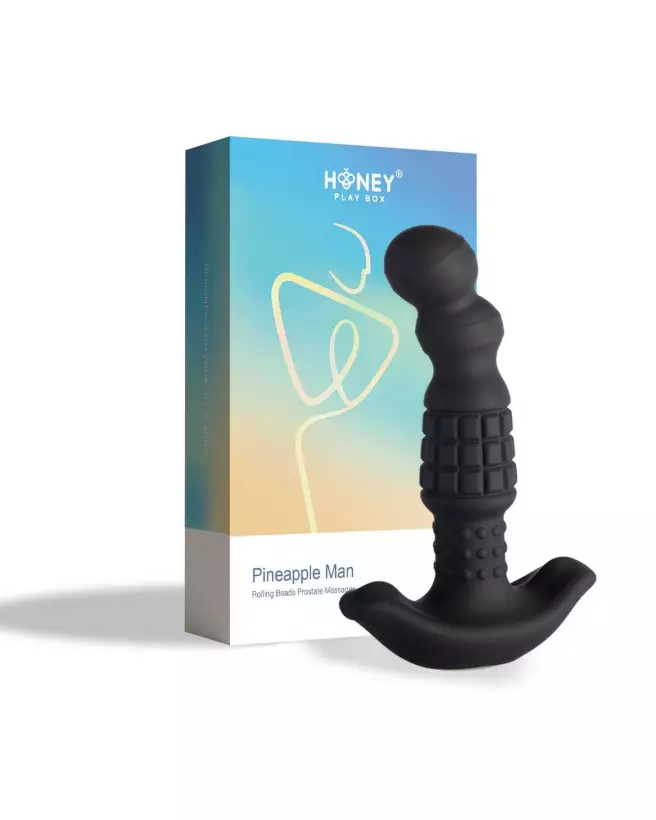 Image du Masseur Prostatique Vibrant Pineapple Man de Honey Play Box avec billes roulantes en noir-1