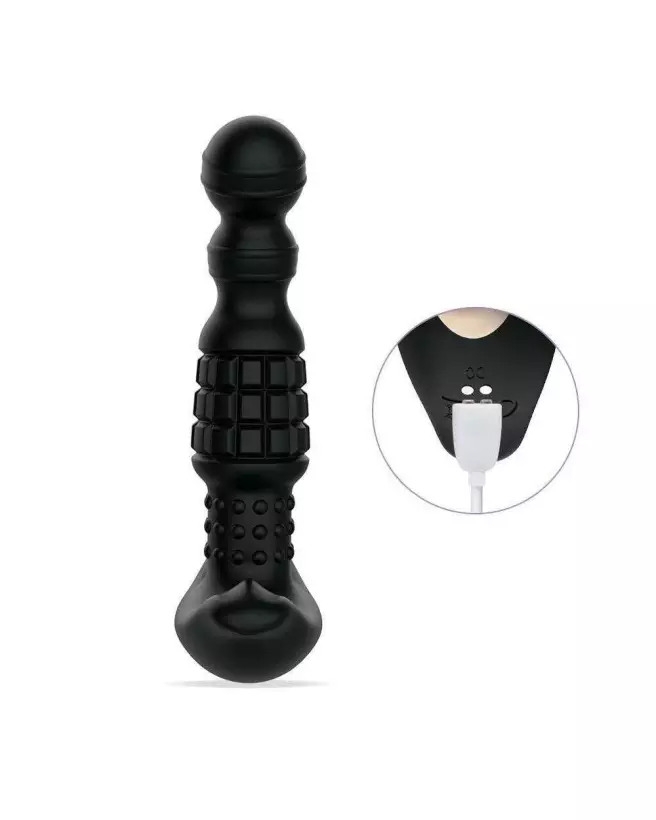 Image du Masseur Prostatique Vibrant Pineapple Man de Honey Play Box avec billes roulantes en noir-2