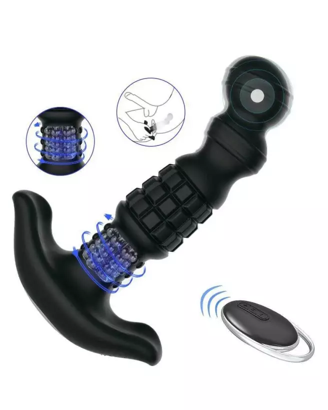 Image du Masseur Prostatique Vibrant Pineapple Man de Honey Play Box avec billes roulantes en noir-4