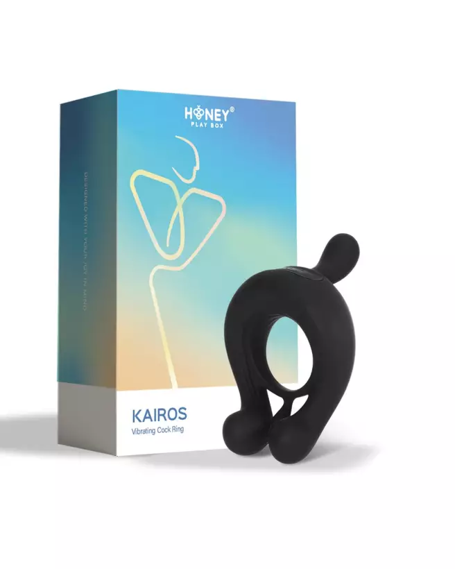 Image de l'Anneau Vibrant Kairos Noir par Honey Play Box - Stimulateur Masculin Haut de Gamme-1