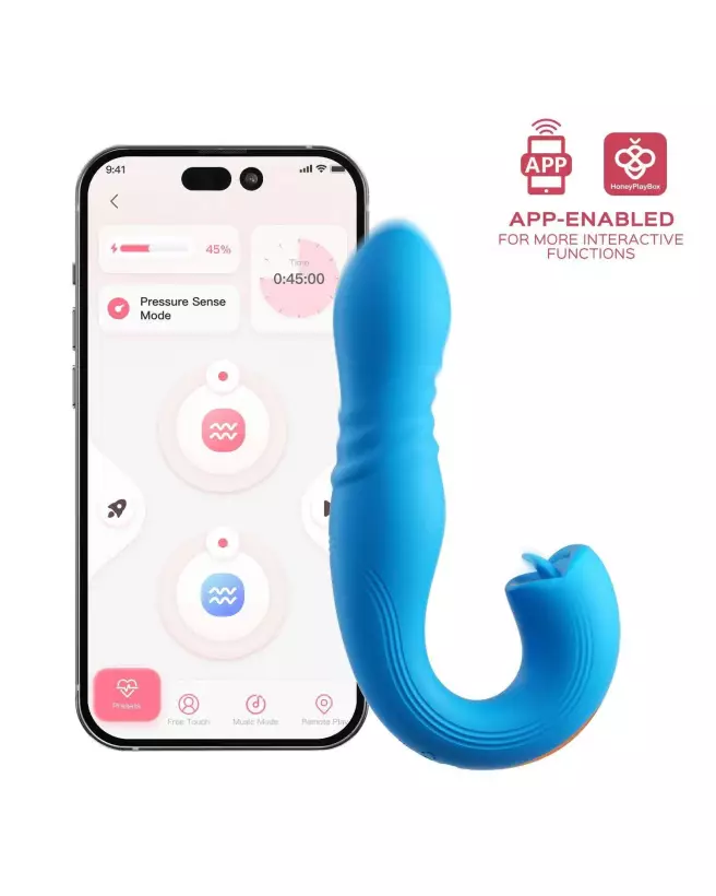 JOI THRUST 2 Bleu Honey Play Box stimulateur point G lèche-clitoris avec application-1