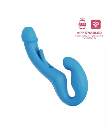 Harmony Duo Strap on vibrant bleu de Honey Play Box, gode ceinture avec fonction tapotante-2