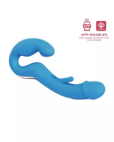 Harmony Duo Strap on vibrant bleu de Honey Play Box, gode ceinture avec fonction tapotante-3