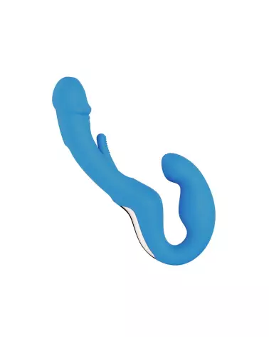 Harmony Duo Strap on vibrant bleu de Honey Play Box, gode ceinture avec fonction tapotante-5