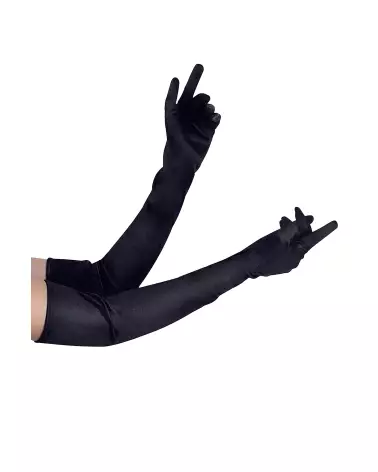 Gants longs en satin noir Paris Hollywood pour soirées élégantes-1