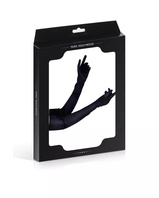 Gants longs en satin noir Paris Hollywood pour soirées élégantes-2