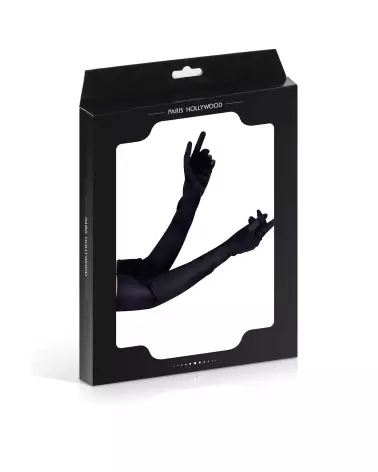 Gants longs en satin noir Paris Hollywood pour soirées élégantes-2